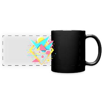 80er Jahre Design - Panorama-Tasse farbig - Schwarz - Vorne