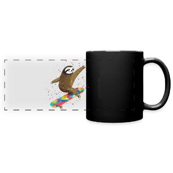 Skateboarding Faultier für Skaters - Panorama-Tasse farbig - Schwarz - Vorne