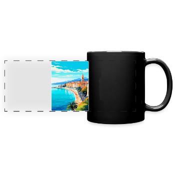 Nice France Vintage Travel Poster WPA Art Souvenir - Full Colour Panoramic Mug - black - Front