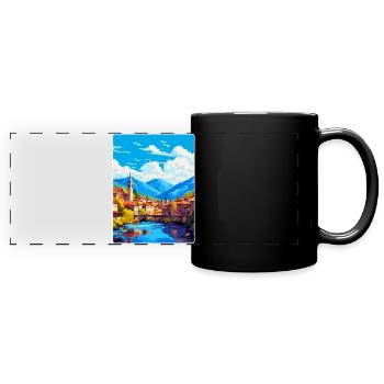 Sarajevo Bosnie-Herzégovine Affiche de voyage vintage - Mug panoramique uni - noir - Devant
