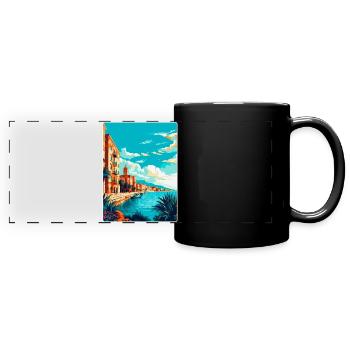 Syrakus Italien Vintage Reiseplakat Souvenir WPA - Panorama-Tasse farbig - Schwarz - Vorne