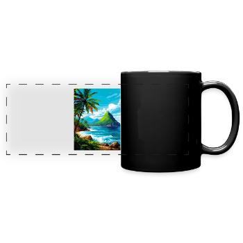 Saint Lucia Caribbean Vintage Travel Poster - Full Colour Panoramic Mug - black - Front