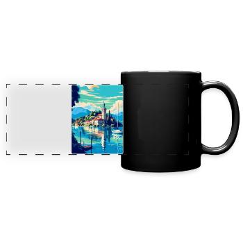 Wörthersee Österreich Vintage Reiseplakat Souvenir - Panorama-Tasse farbig - Schwarz - Vorne