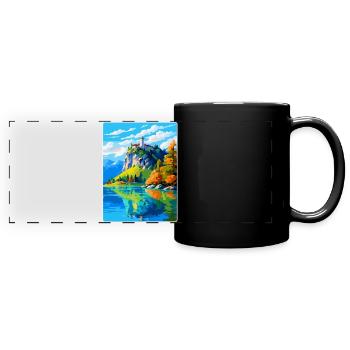 Château de Bled, Slovénie, Affiche de voyage vintage, WPA, Art - Mug panoramique uni - noir - Devant