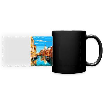 Venice Italy Vintage Travel Poster WPA Souvenir - Full Colour Panoramic Mug - black - Front