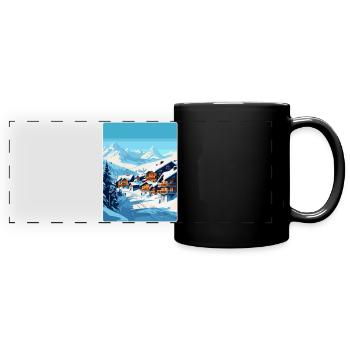 Val Thorens France Affiche de voyage vintage Souvenir - Mug panoramique uni - noir - Devant