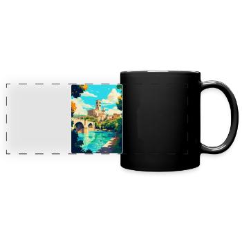 Avignon France Affiche de voyage vintage Souvenir WPA - Mug panoramique uni - noir - Devant