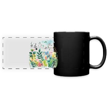 Plantes et musique - Impression de mode de haute qualité - Mug panoramique uni - noir - Devant