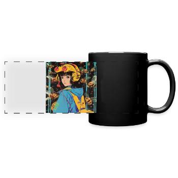 80s anime teen calming high quality fashion print - Full Colour Panoramic Mug - black - Front