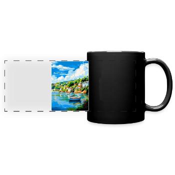 Fowey River England Uk Reise Poster Souvenir WPA - Panorama-Tasse farbig - Schwarz - Vorne