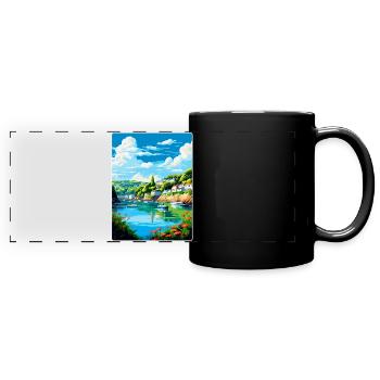 Fowey River England Uk Reise Poster Souvenir WPA - Panorama-Tasse farbig - Schwarz - Vorne