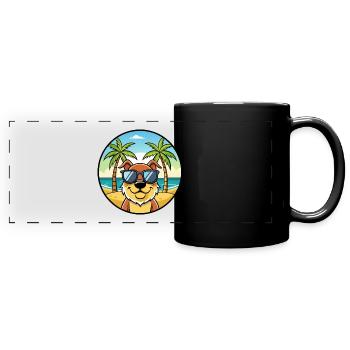 Berger De Beauce Dog Breed Cartoon Sunglass Beach - Full Colour Panoramic Mug - black - Front