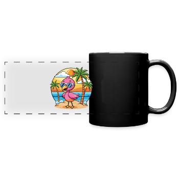 Flamingo Funny Cartoon Summer Beach Sunglasses - Full Colour Panoramic Mug - black - Front