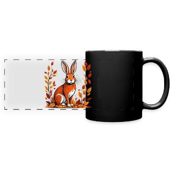 Lapin d’automne - Mug panoramique uni - noir - Devant