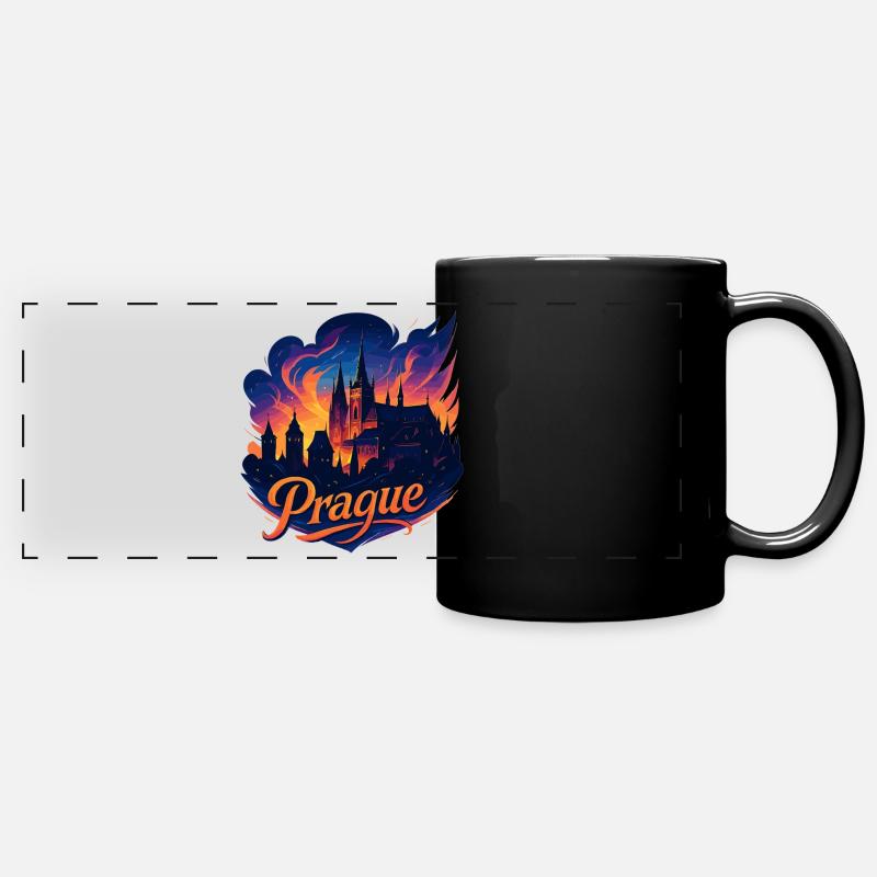 Prague Capitale République tchèque Silhouette Cadeau - Mug panoramique uni - noir