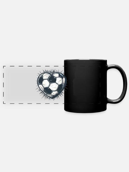 Fußball Herz - Panorama-Tasse farbig - Schwarz