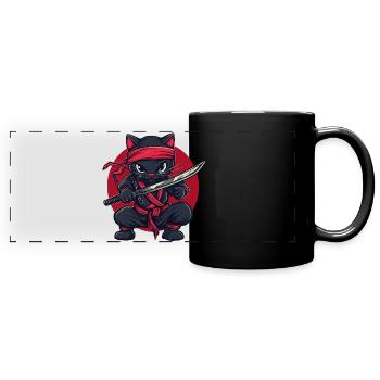 Cat Ninja - Full Colour Panoramic Mug - black - Front