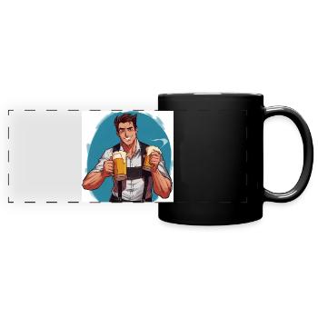 Héros de la bière au charme du festival - Mug panoramique uni - noir - Devant