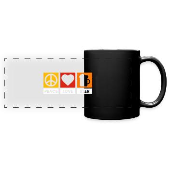 Peace Love Beer Design - Panorama-Tasse farbig - Schwarz - Vorne