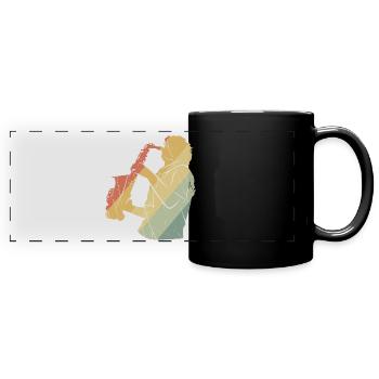 Saxophone retro - Full Colour Panoramic Mug - black - Front