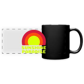 Sunshine paradise (Sonne, Ringe) - Panorama-Tasse farbig - Schwarz - Vorne