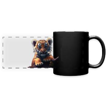 kleiner Tiger - Panorama-Tasse farbig - Schwarz - Vorne