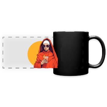 Nun with Aperoli Spritz /aperitif & sunglasses - Full Colour Panoramic Mug - black - Front