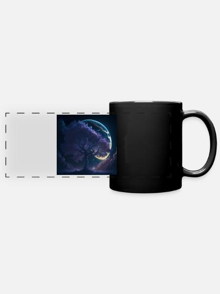 Baum des Lebens - Panorama-Tasse farbig - Schwarz