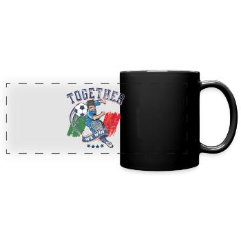 Gemeinsam gewinnen wir - Panorama-Tasse farbig - Schwarz - Vorne