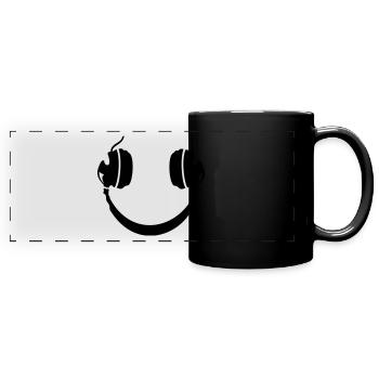 Smiley Headphone - Panorama-Tasse farbig - Schwarz - Vorne