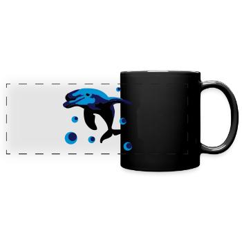 Dolphin in the water - Full Colour Panoramic Mug - black - Front