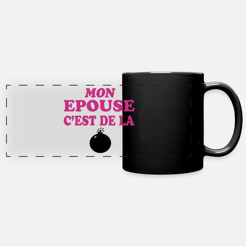Mon épouse c'est de la bombe 333 - Mug panoramique uni - noir