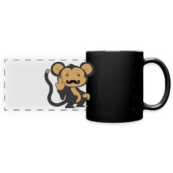 Monkey with beard - Full Colour Panoramic Mug - black - Front