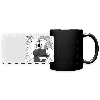 Anime Girl Surprised Call - Panorama-Tasse farbig - Schwarz - Vorne