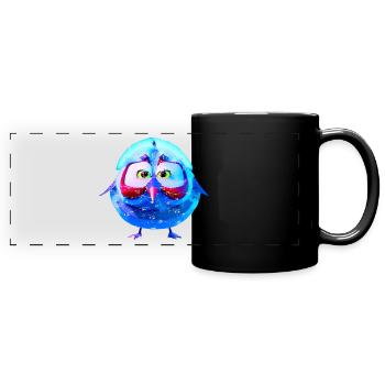 Huhn Hühnchen süßes Küken in blau - Panorama-Tasse farbig - Schwarz - Vorne