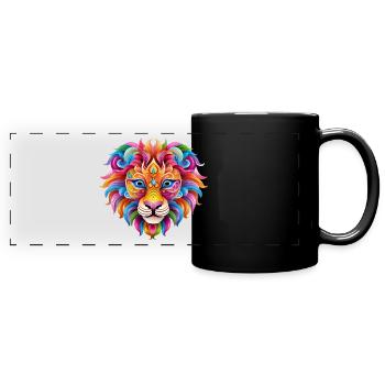 Lion de Mardi Gras - Style de bande dessinée - Mug panoramique uni - noir - Devant