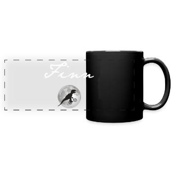 FINN - Schöner Jungen Name mit Dinosaurier - Panorama-Tasse farbig - Schwarz - Vorne