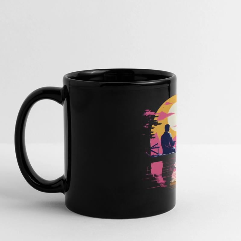 Synthwave japan traditional men drink sake Full Colour Panoramic Mug