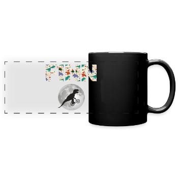 FINN - Schöner Jungen Name mit Dinosaurier - Panorama-Tasse farbig - Schwarz - Vorne