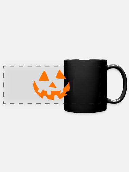 Leuchtender Halloween Kürbis - Panorama-Tasse farbig - Schwarz