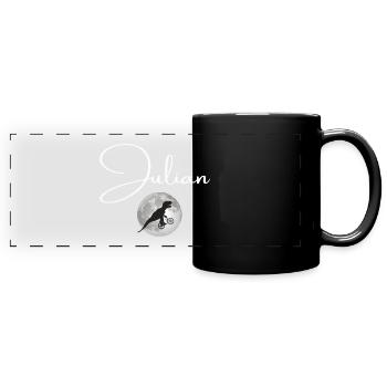 JULIAN - Beautiful boy name with dinosaur - Full Colour Panoramic Mug - black - Front