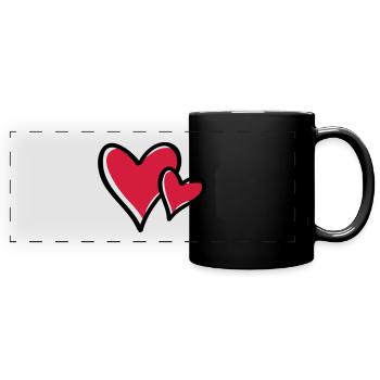 herzen symbol - Panorama-Tasse farbig - Schwarz - Vorne