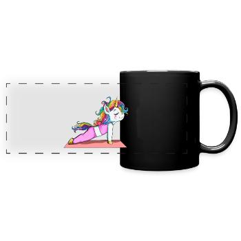 Einhorn Yoga Fitness Geschenk Sport Stretch Pose - Mug panoramique uni - noir - Devant