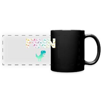 FINN - Schöner Jungen Name mit Dinosaurier - Panorama-Tasse farbig - Schwarz - Vorne