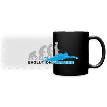 evolution swimming, swim, schwimmen, Schwimmer - Panorama-Tasse farbig - Schwarz - Vorne