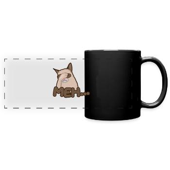 Meh - annoyed cat - Fail - Full Colour Panoramic Mug - black - Front