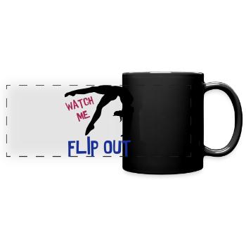 Turnen, Turnerin - Flip out - Panorama-Tasse farbig - Schwarz - Vorne