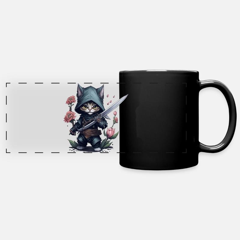 The ultimate ninja cat - Full Colour Panoramic Mug - black