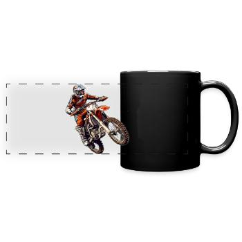 Motocross Fahrer Offroad Action - Panorama-Tasse farbig - Schwarz - Vorne