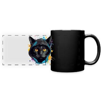 Cat Head Black Cat Bombay Happy Cat Cats - Full Colour Panoramic Mug - black - Front
